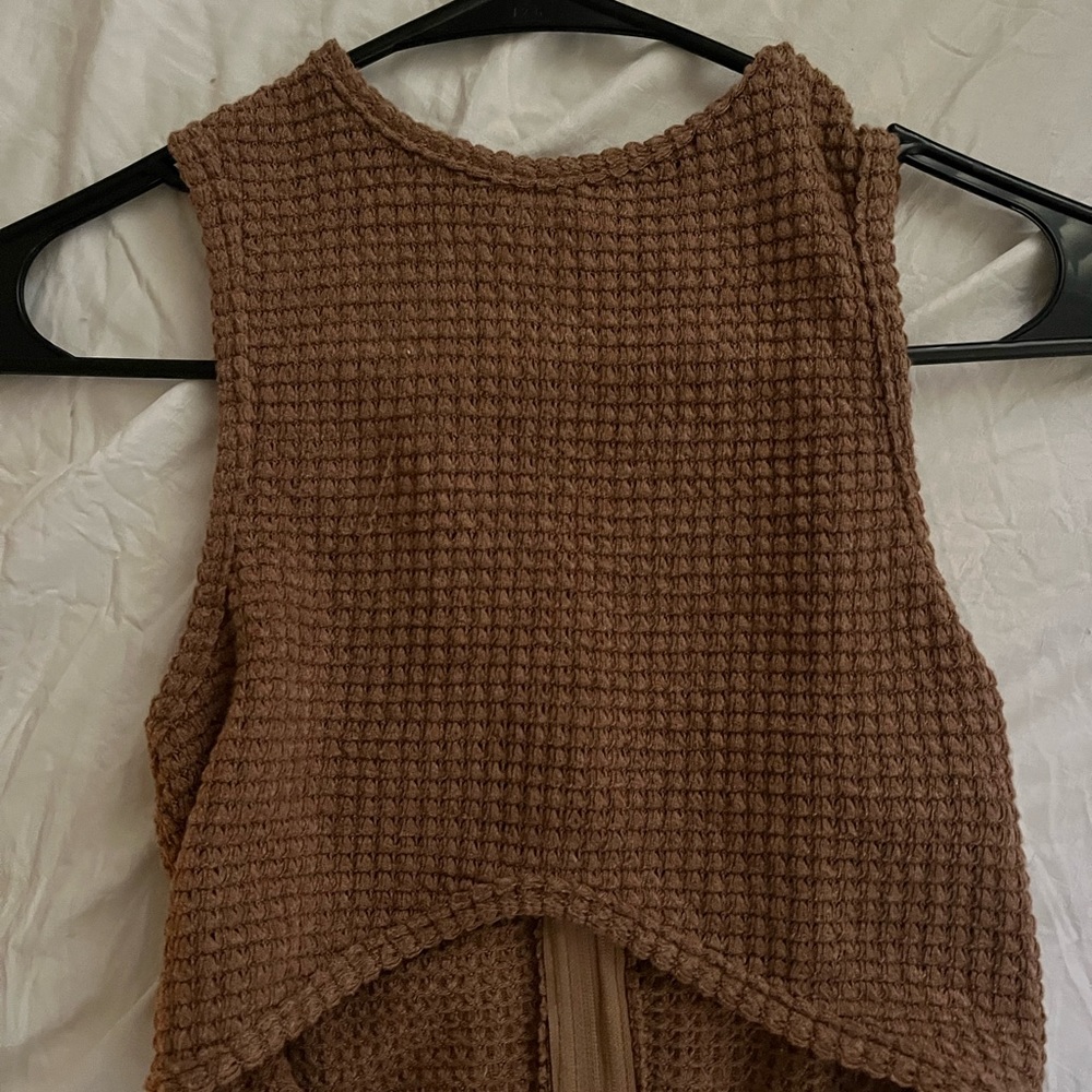 waffle knit crop tank top